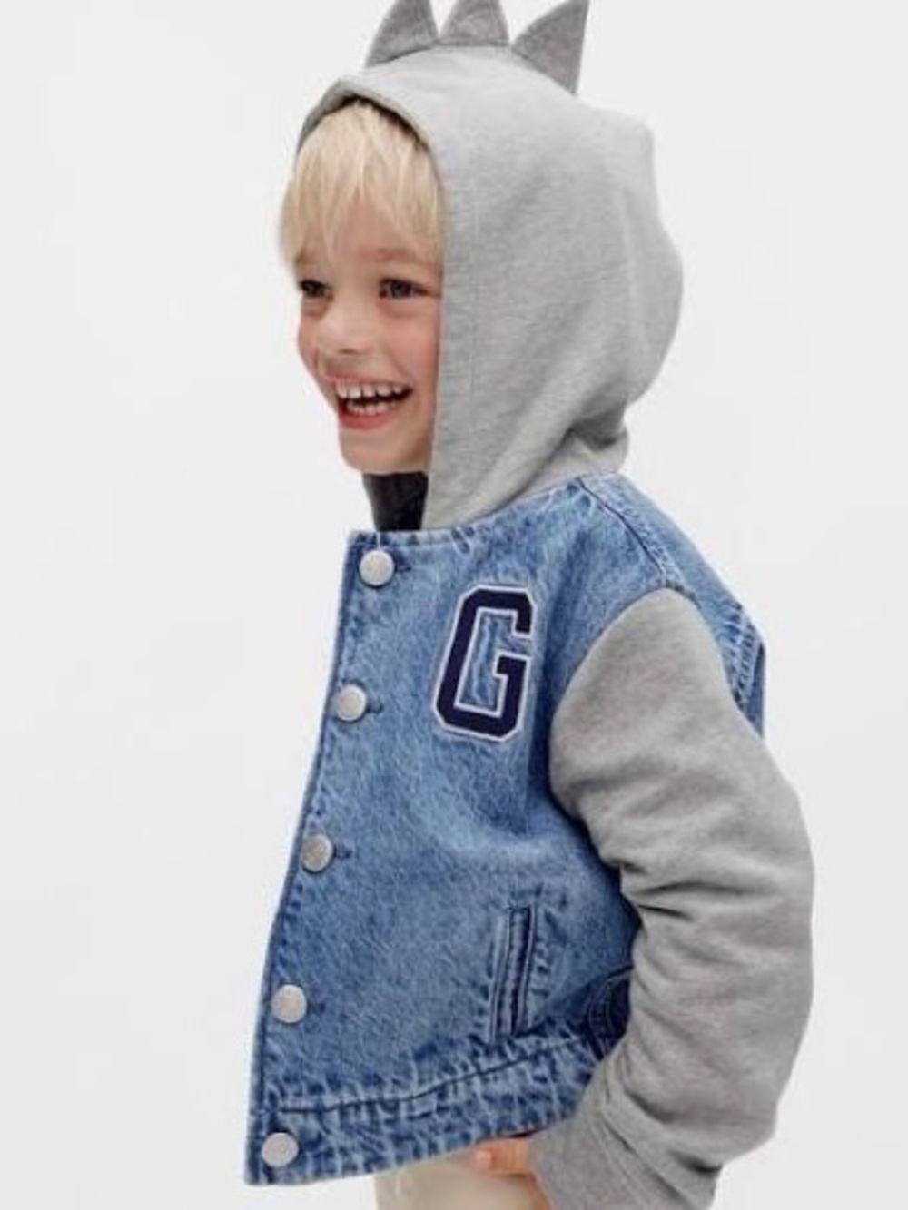 babyGap Dino Varsity Denim Hoodie Size 3T